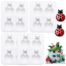 Paquete de 4 moldes de silicona para fondant para insectos, catarina, catarina, decoración de pasteles, caramelos, cupcakes, tartas, arcilla polimérica, manualidades, resina epoxi