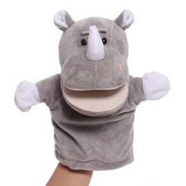 Plush Animal Rhinoceros Open Mouth Rhino Hand Puppets Toys for Imaginative Pretend Play Storytelling