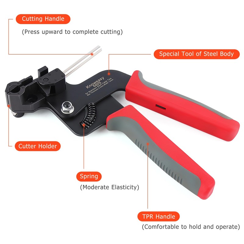 Knoweasy Upgraded Stainless Steel Cable Tie Gun, Cable Tie Tool