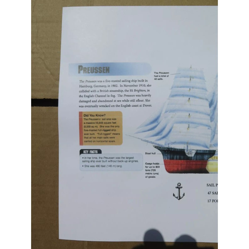 Unbranded Preussen sailing ship 5 master line drawing and info