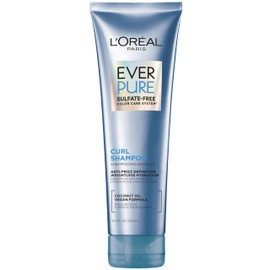 L'Oreal Paris Sulfate Free Shampoo for Curly Hair, Lightweight, Anti-Frizz Hair Care with Coconut Oil, EverPure, 8.5 Fl Oz (Packaging May Vary)