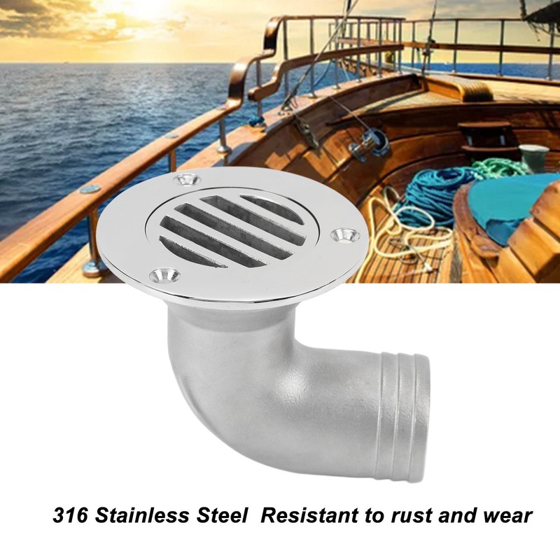 Boat Deck Drain 90 Degree Elbow 316 Stainless Steel Split