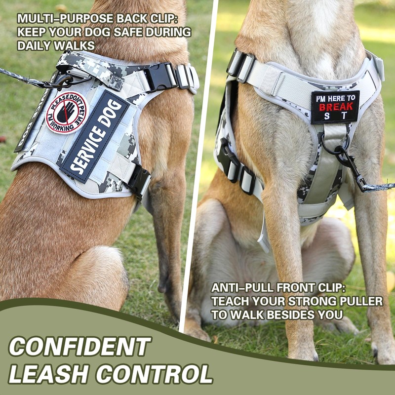 Belababy Tactical Anti Pull Dog Harness Small Medium Large Dog,