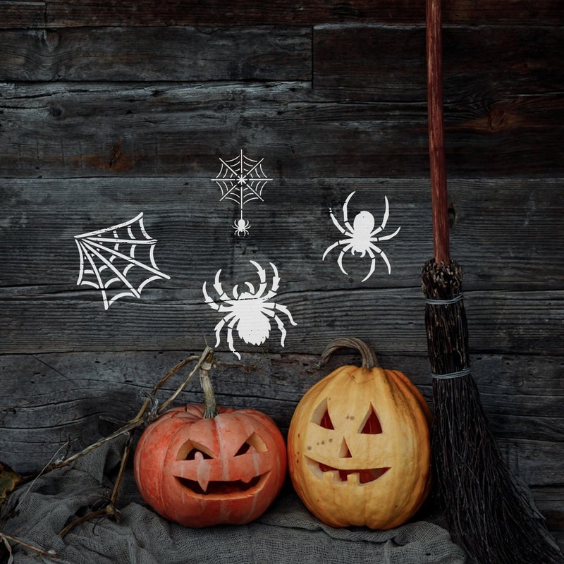 FINGERINSPIRE 9PCS Spider Stencils with 1Pc Plastic Brush 15x15cm