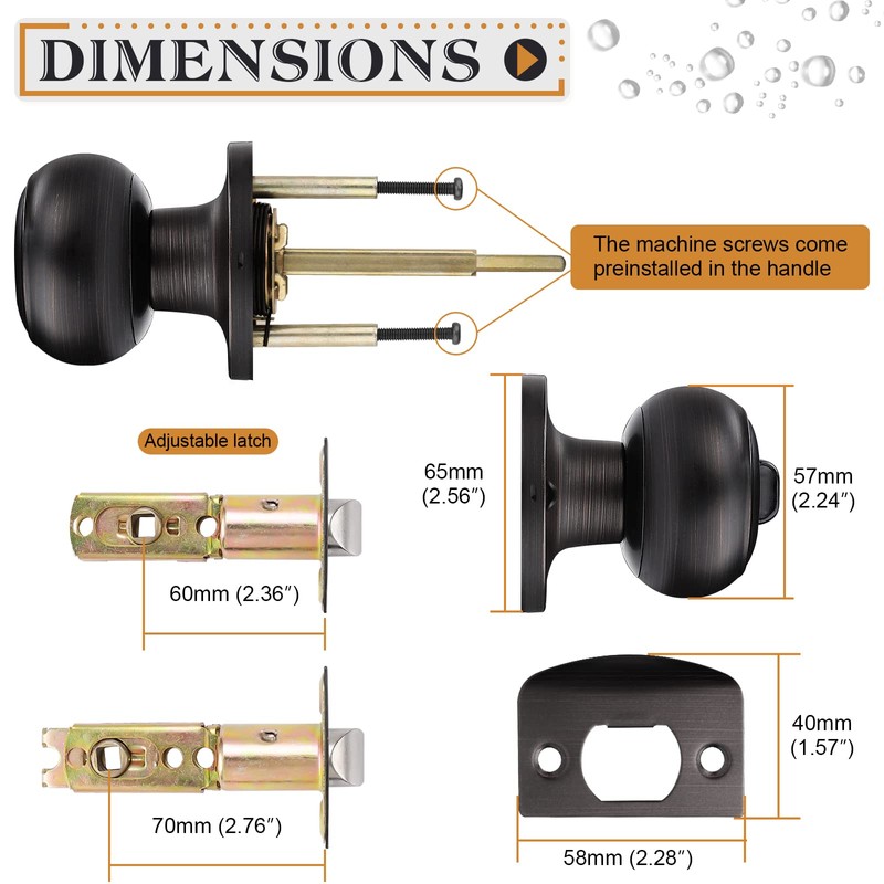 Probrico Privacy Door Knobs Door Handles, Interior Door Knobs Keyless