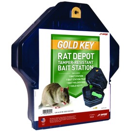 JT Eaton 904 Gold Key Rat Depot Plastic Heavy Duty Tamper Resistant Bait Station with Solid Lid, 11-3/8" Length x 10-1/4" Width x 3-1/2" Height (Case of 6)