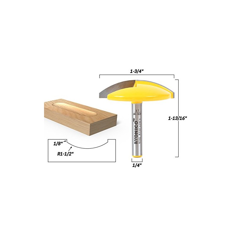 YONICO Horizontal Crown Router Bit 1-1/2-Inch Radius 1/4-Inch Shank 16170q