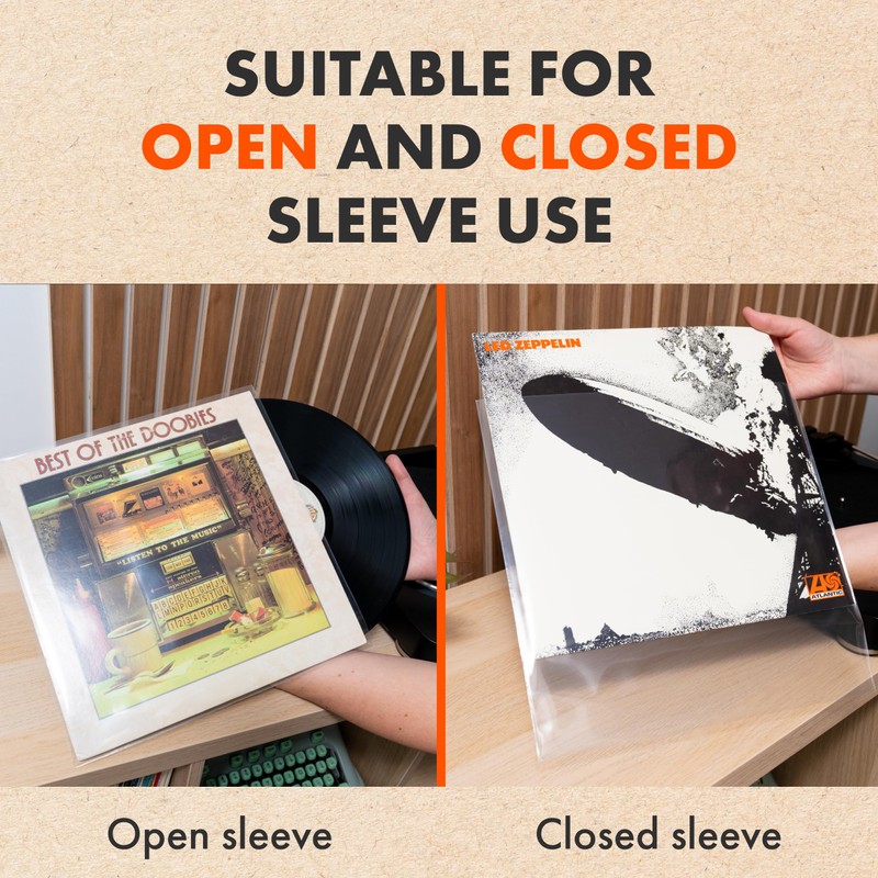 50x 12 Inch Standard Outer Vinyl Record Sleeves | Crystal