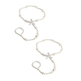 CHILDWEET Simulated Pearl Anklet Wedding Foot Chain Set Fashion Anklet for Bride