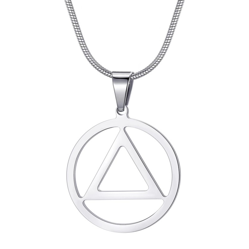 MOO&LEE Sobriety Necklace for Men AA Recovery Triangle Pendant Necklace