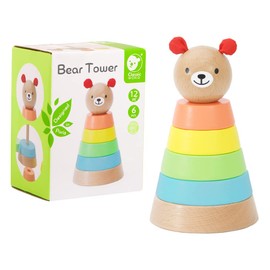 (CL20100) Building Blocks, Stacking Rings, 1 Year Old, Stacking Tower, Educational Toy, 12 Months, Classic World Bear Tower