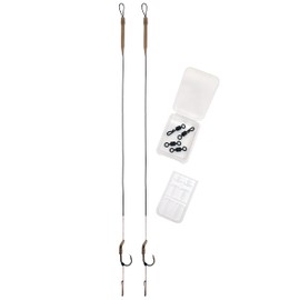 Carp On - 2 x WIDE GAPE READY RIGS Size 8 - Carbon Hooks / 25lb Camo Braid/Kickers Sleeves Tubes Swivels Extenders (Micro Barbed, 2 Rigs - Size 8 Hook) [37-3900-8]