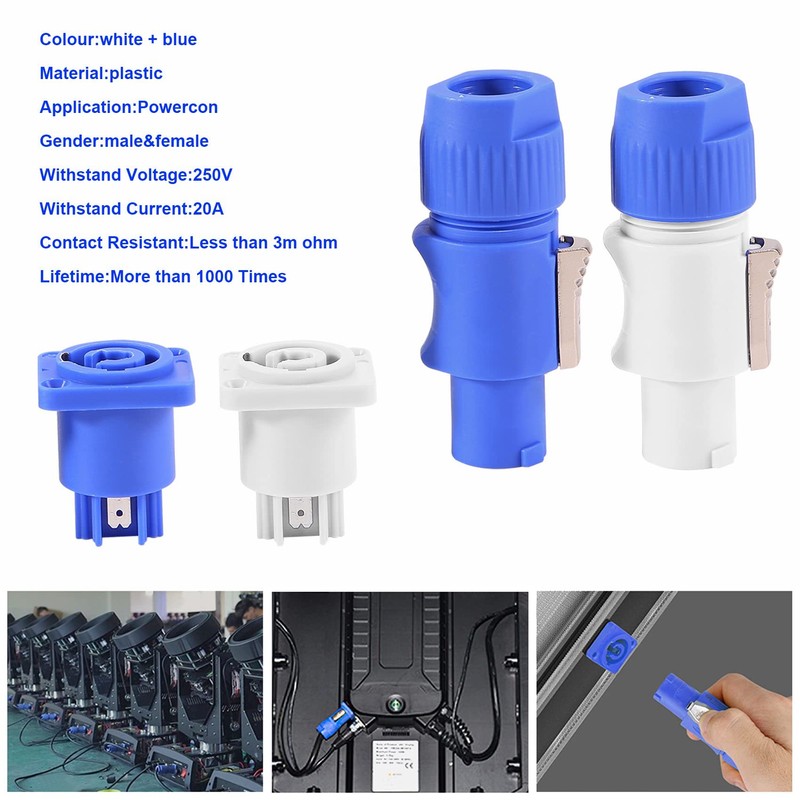 Jevina PowerCON Type A NAC3FCA + NAC3MPA-1 Chassis Plug Panel