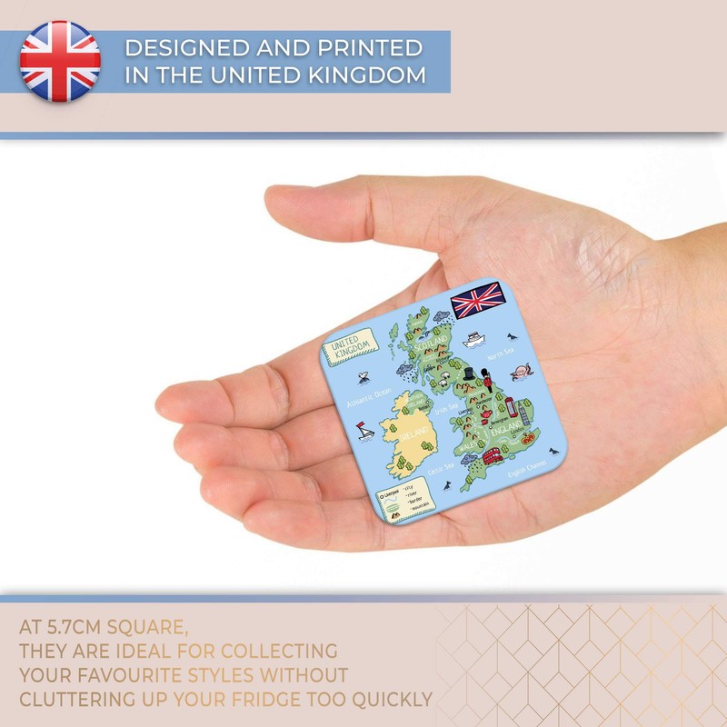 Destination Vinyl ltd Fridge Magnet - Cute UK Map Britain