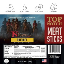 Top Notch Meat Sticks - 10 oz Bag of Beef Jerky Sticks - High Protein Snacks for Kids and Adults - Flavorful Sticks of Premium Beef Jerky (Original)