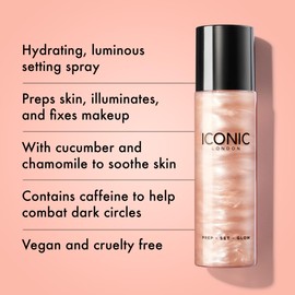 ICONIC LONDON Prep-Set-Glow | Hydrating + Setting + Glowing Spray, 3-in-1 Formula for a Dewy, Radiant Finish, Cruelty-Free, Vegan Makeup, 4.22 Fl oz | ICONIC LONDON