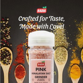 Badia Pink Himalayan Salt Grinder, 4.5 oz – Pure & All-Natural, Kosher & MSG Free