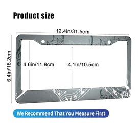 HOSNYE Music Notes License Plate Frame Jumping on The Note Line Metal License Plate Cover Front Plates Frames Car Tag Frame for Women Men US Vehicles Standard