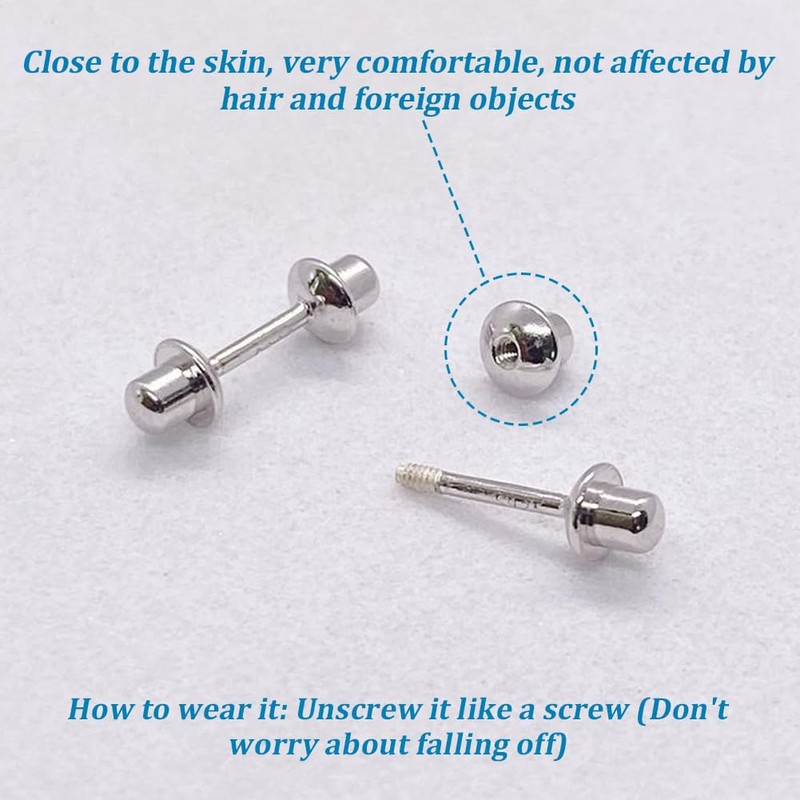 Beebeecraft 1 Box 50Pcs Screwback Earring Backs 316L Stainless Steel