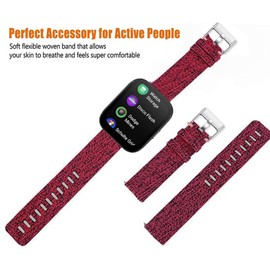 for ID208 Plus Smart Watch 22mm Breathable Nylon Woven Fabric Replacement Accessory Strap Compatible for Quican ID208 Plus 1.8 Inches,aeac ID208 Plus,WMK ID208 Plus 1.8 Inch Smart Watch (Red)