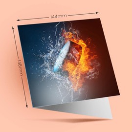 1 x Greeting Card Ice Hockey Puck Fire - Blank Birthday Celebration Anniversary #3377