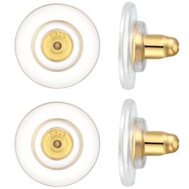 DELECOE 12mm Locking Earring Backs,18K Gold Plated 925 Sterling Silver Earring Backs Replacements for Diamond Studs Hypoallergenic Secure Earring Backs Gold Color