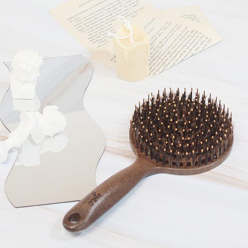 Yao Hairbrush [Reverse Wood Circle Boa] Root Volume Pig Hair