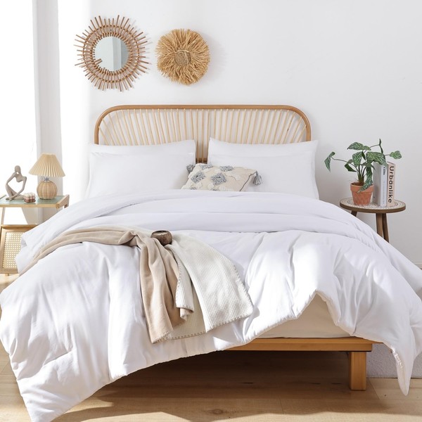ROSGONIA King Size Comforter Set White, 3pcs(1 Boho White Comforter