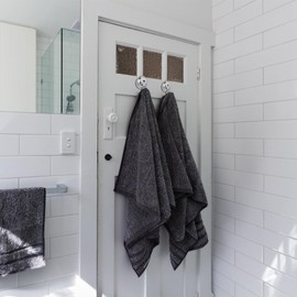 Frcolor Wall Hanging Hooks, Strong Suction Cups, 2 Pieces, Stainless Steel Hooks, Bathroom Hooks, Load Capacity 11.0 lbs (5 kg), Hooks, Walls, Won't Scratch, Hooks, Walls, Reusable for Bath, Kitchen,