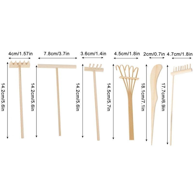 6pcs Mini Zen Garden Rake Tools for Home Office Desktop