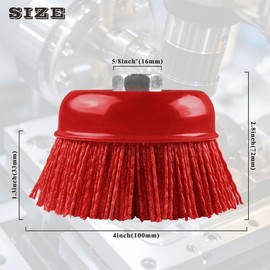 4 Inch Nylon Cup Brush for Angle Grinder, Abrasive Filament Nylon Bristle Cup Brush 5/8" 11 Thread, 1/4" Drill Arbor, Ideal for Removing Rust, Corrosion, Paint (2pack)