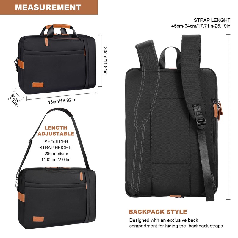 Estarer Convertible Laptop Messenger Bag 17-17.3 Inch Mens Computer Bag