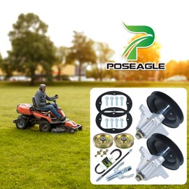 POSEAGLE 2 Pack 918-04822B Spindle Assembly with 756-04129 Idler Pulley 954-04060C Belt and Spindle Reinforcement Rings Replaces Cub Cadet 918-04822, 618-04822A, 918-04822A, 918-04889A, 918-04950