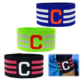 Fuletooye 3 Pcs Captains Armband, Captains Armband Football Nylon Adjustable Multicoloured Captain Armband Captains Armband Elastic Sports Arm Bands For Teenagers Adult All Sports Events Clubs Teams