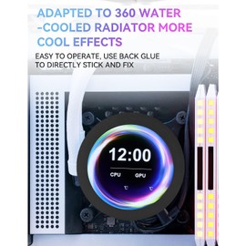 Liquid Cooler LCD Screen,2.1“ IPS Real Time Temperature Control Round CPU Liquid Cooler Display,Dimmable Rotatable AIO Display Screen with Super Bright Backlight for PC