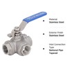 3 Way Ball Valve 1/2in DN15 304 Stainless Steel Female
