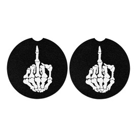 Yuuxorilu Skeleton Show Middle Fingernail Absorbent Car Coasters 2 Pack for Cup Holders 2 Pack Car Cup Holder Coaster Automotive Accessories Interior Decor Decorations for Women