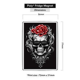 Pixly® Skull and Rose Fridge Magnet Large Jumbo Size Keepsake Novelty Refrigerator Magnets Gift
