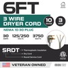 Iron Forge Cable 3 Prong Dryer Extension Cord 6 Ft,
