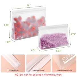 SPLF Paquete de 6 bolsas reutilizables para congelador, aptas para lavaplatos, de medio galón, bolsas reutilizables para almacenamiento de alimentos, sin BPA, de silicona extragruesa, a prueba de fugas y plástico, con cierre, bolsas de almuerzo para sánd