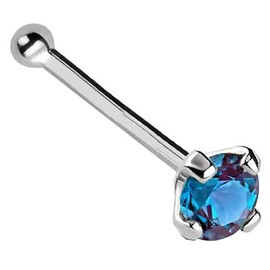 Jewelry Avalanche Solid 14K Gold Nose Bone Stud Lab-Alexandrite 22G Ball-end Nose Stud - 14K White Gold / 14K Yellow Gold June Birthstone Nose Ring Stud, Gemstone, alexandrite