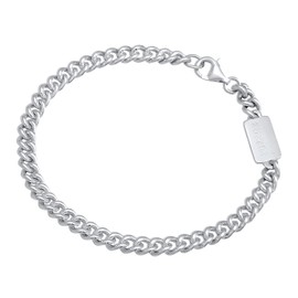 Kuzzoi 0204362022 Men's Silver Bracelet with Curb Links (5 mm) for Men, Curb Bracelet Made of Solid 925 Sterling Silver, Men's Bracelet with Lobster Claw Clasp Length 19-23 cm, Sterling Silver