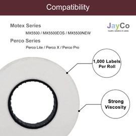 JayCo 1 Line White Blank Labels - 10,000 Blank Price and Date Gun Labels with 1 Ink Roll, Fits MX-5500 and Perco 1 Line Price and Date Guns