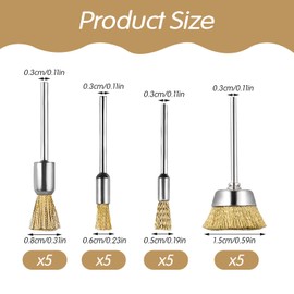 Wire Brush Drill, Pack of 20 Stainless Steel Wire Brushes, Small Steel Brushes, Cup Brush for Removing Rust, Corrosion, Colour (4 Sizes)