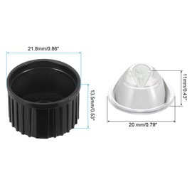PATIKIL 8 Sets 20mm LED Lens 5 Degree with Plastic Holder Acrylic Optical Lens for 1W 3W High Power LED Light Black Transparent