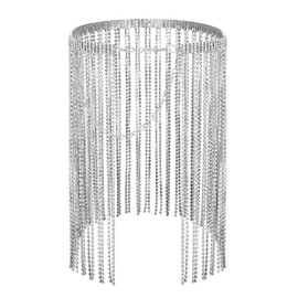 CHIC DIARY Glitter Rhinestone Belt Body Chain Fringe Skirt Chain Belt Waist Chain Decorative Rhinestone Hip Chain Silver/Gold, silver