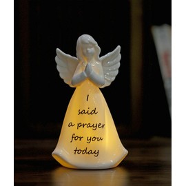 ADAVAS.Y&G Ceramic Angel Night Light A Prayer Angel figurine with LED light best gift for your loved ones (Prayer)
