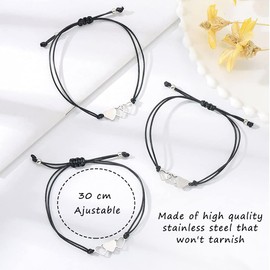 Pulseras Mejore Amiga Hermanas,Regalos para Mujer Graduación 2023 Juego para 3 Pulsera para Amigos, Pulsera Mujer de Corazón a Juego de Larga Distancia