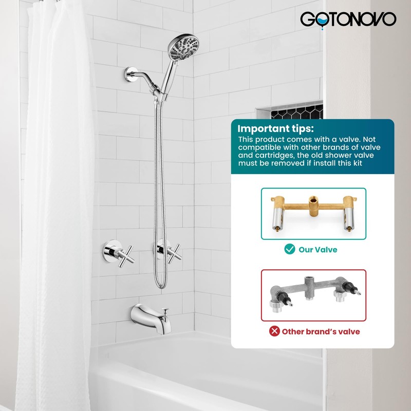 gotonovo 2 Handles Tub Shower Faucet Set,Bathtub Faucet Set with
