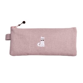 Concise 547594 Pen Case, Cloth Pen Case, White Cat, Peach